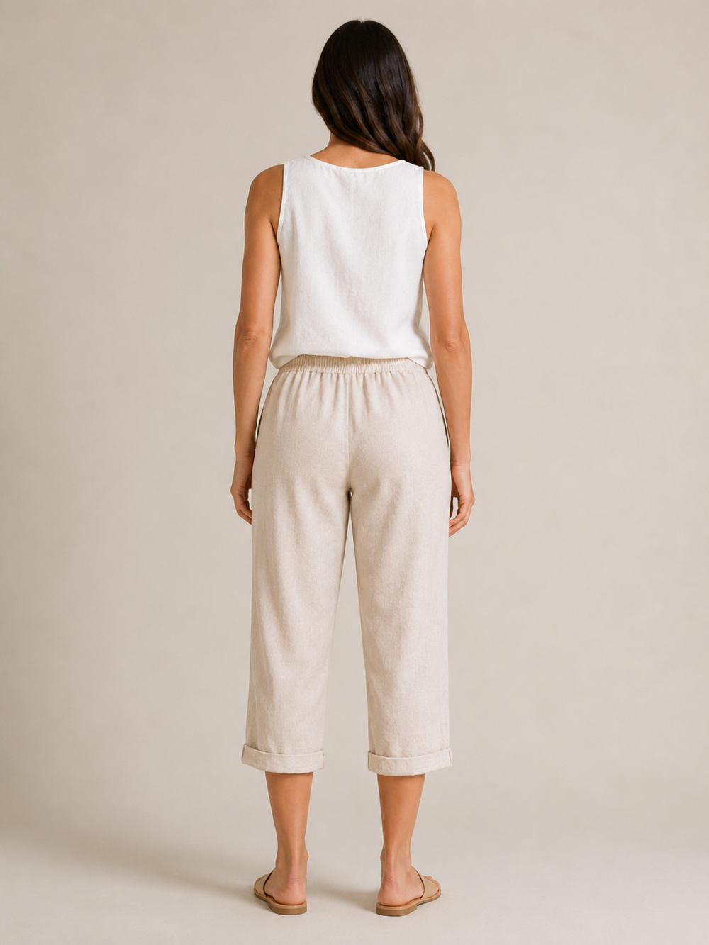 Halle | Wide Leg Culotte Trousers with Elastic Waist
