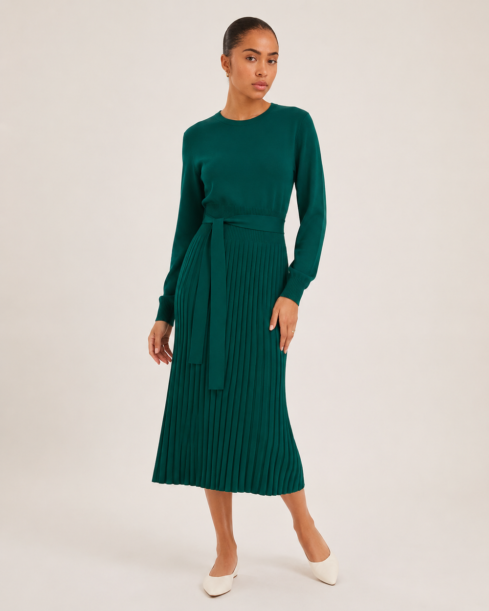 The Drape Pleated Midi Dress