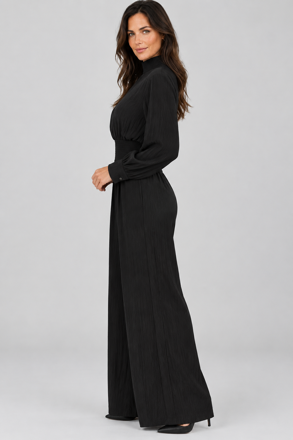 Melva | Turtleneck Wide-Leg Knit Jumpsuit