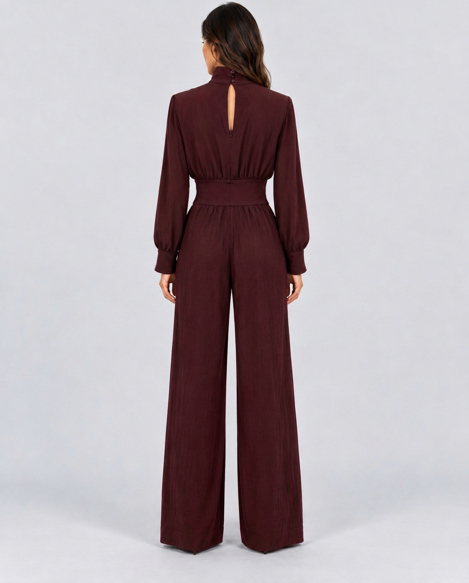 Melva | Turtleneck Wide-Leg Knit Jumpsuit