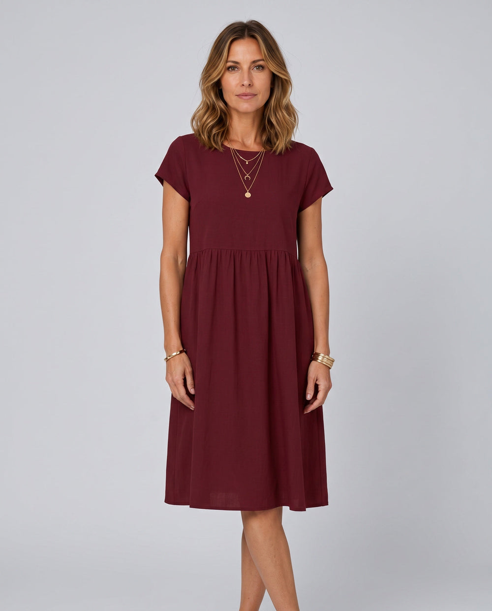Colette | Short Sleeve Side Pocket Midi Dress