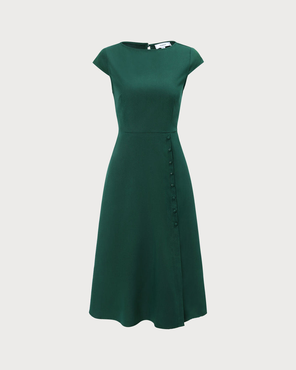 Delia | Boat Neck Cutout Back Midi Dress