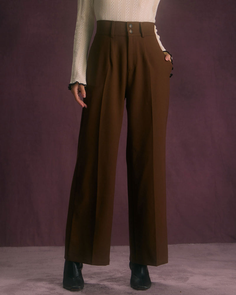Wren | High-Waist Button-Front Straight Pants