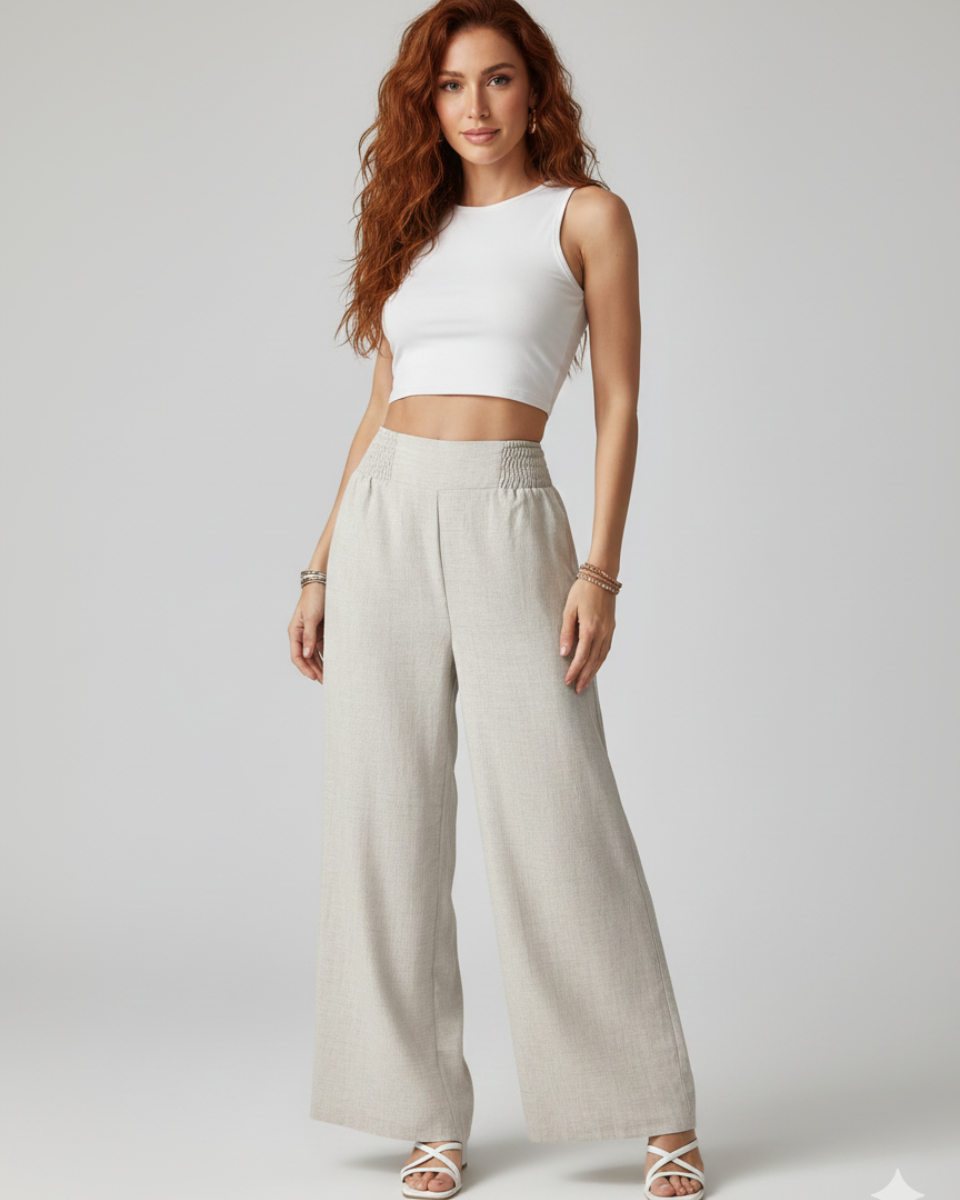 Lina | Wide-Leg Pants with Elastic Waist