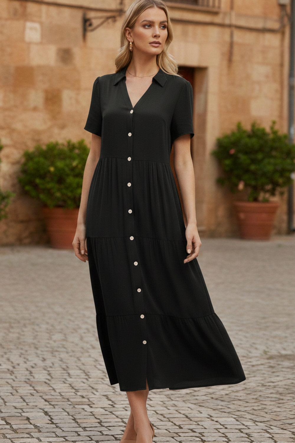 Amara | Midi Dress with Button-Front