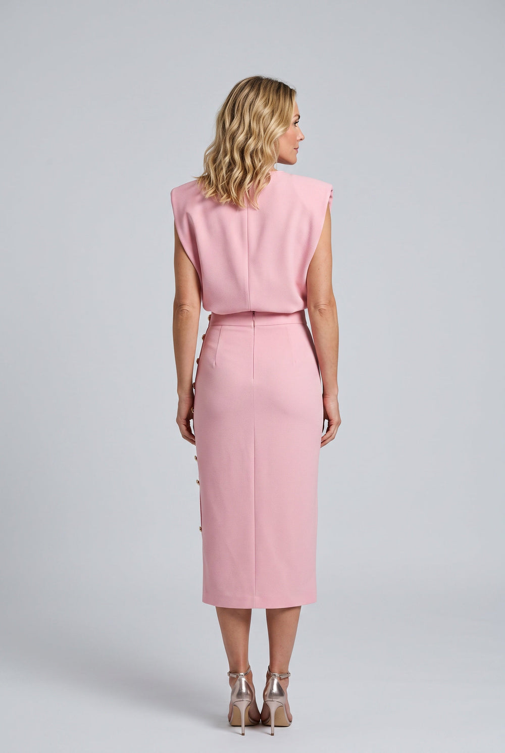 Frida | Sleeveless Side Button Midi Dress