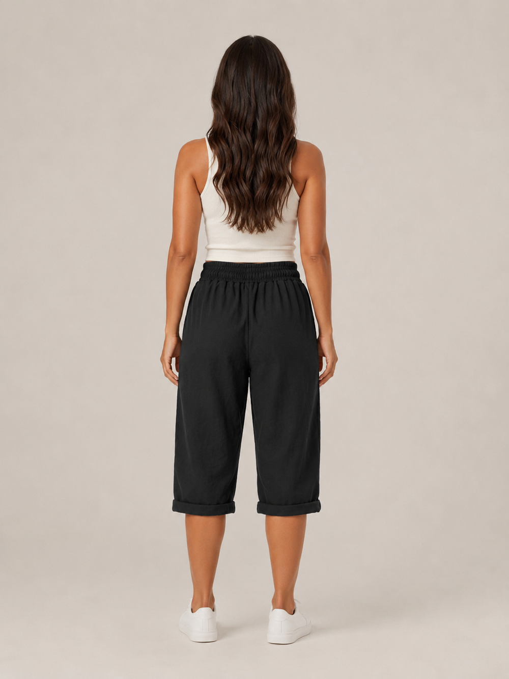 Halle | Wide Leg Culotte Trousers with Elastic Waist