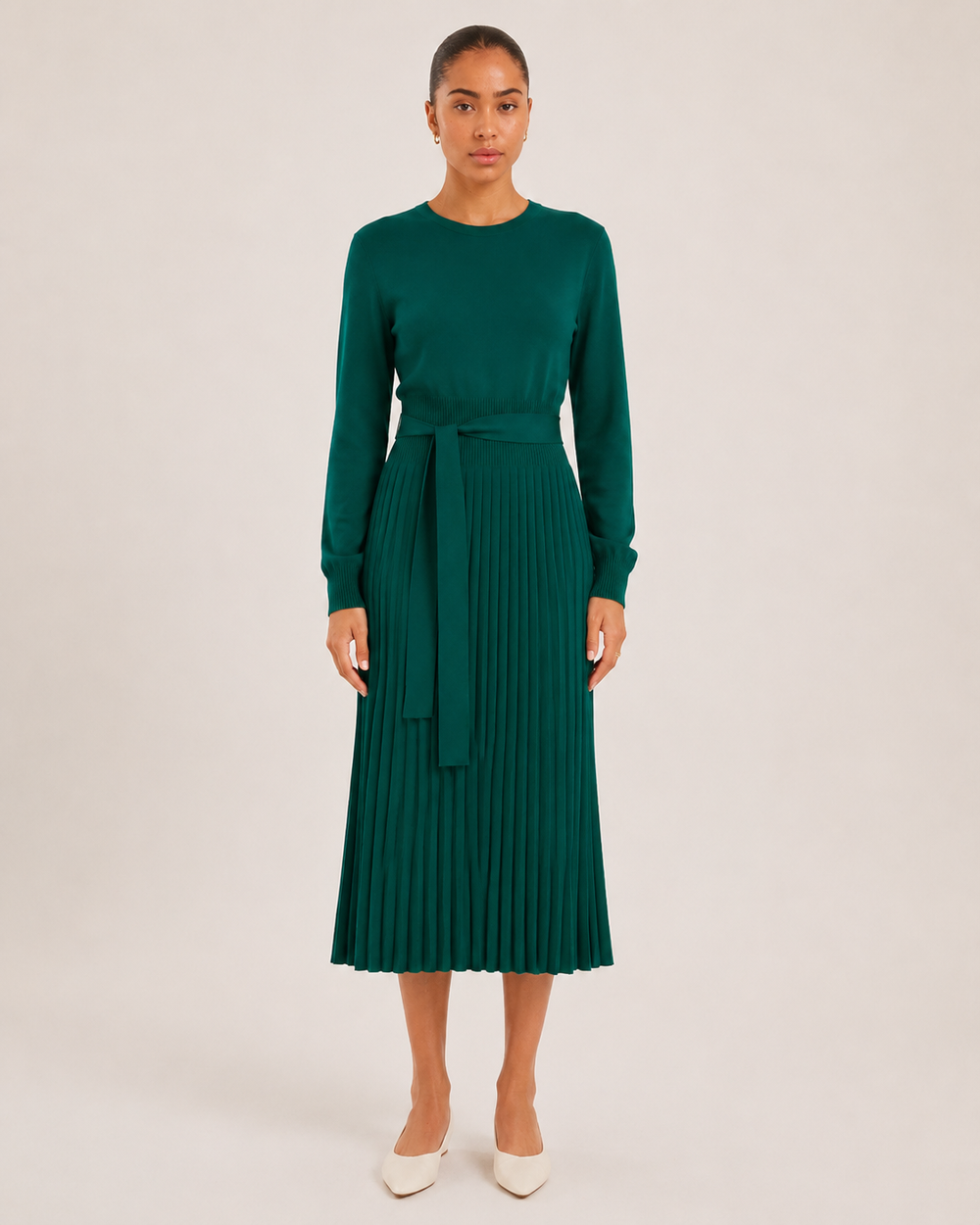 The Drape Pleated Midi Dress