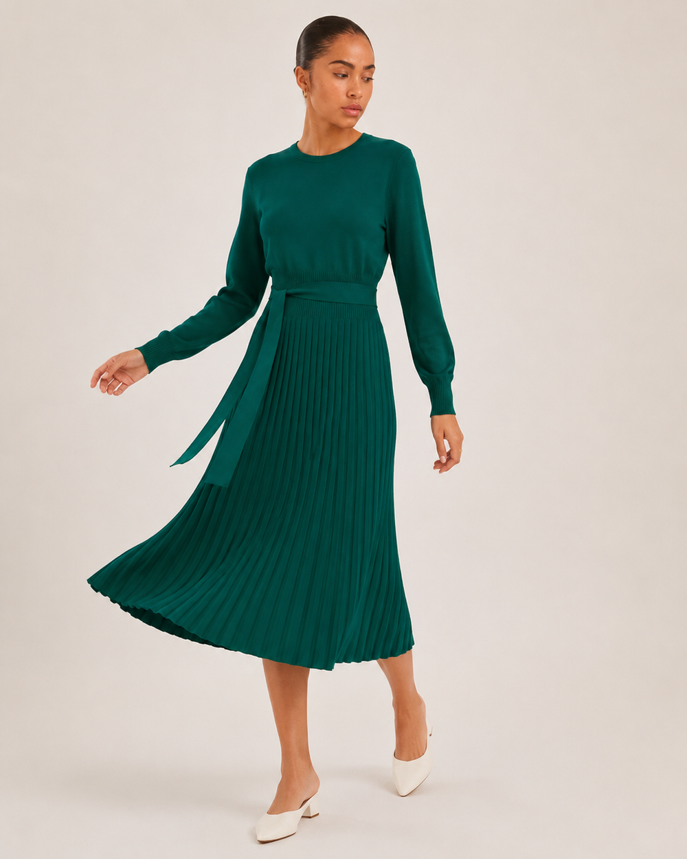 The Drape Pleated Midi Dress