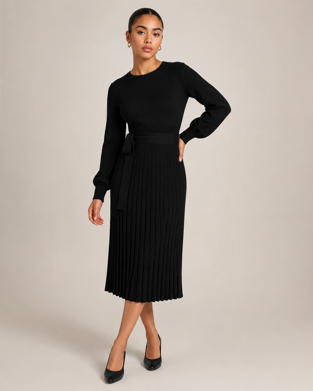 The Drape Pleated Midi Dress