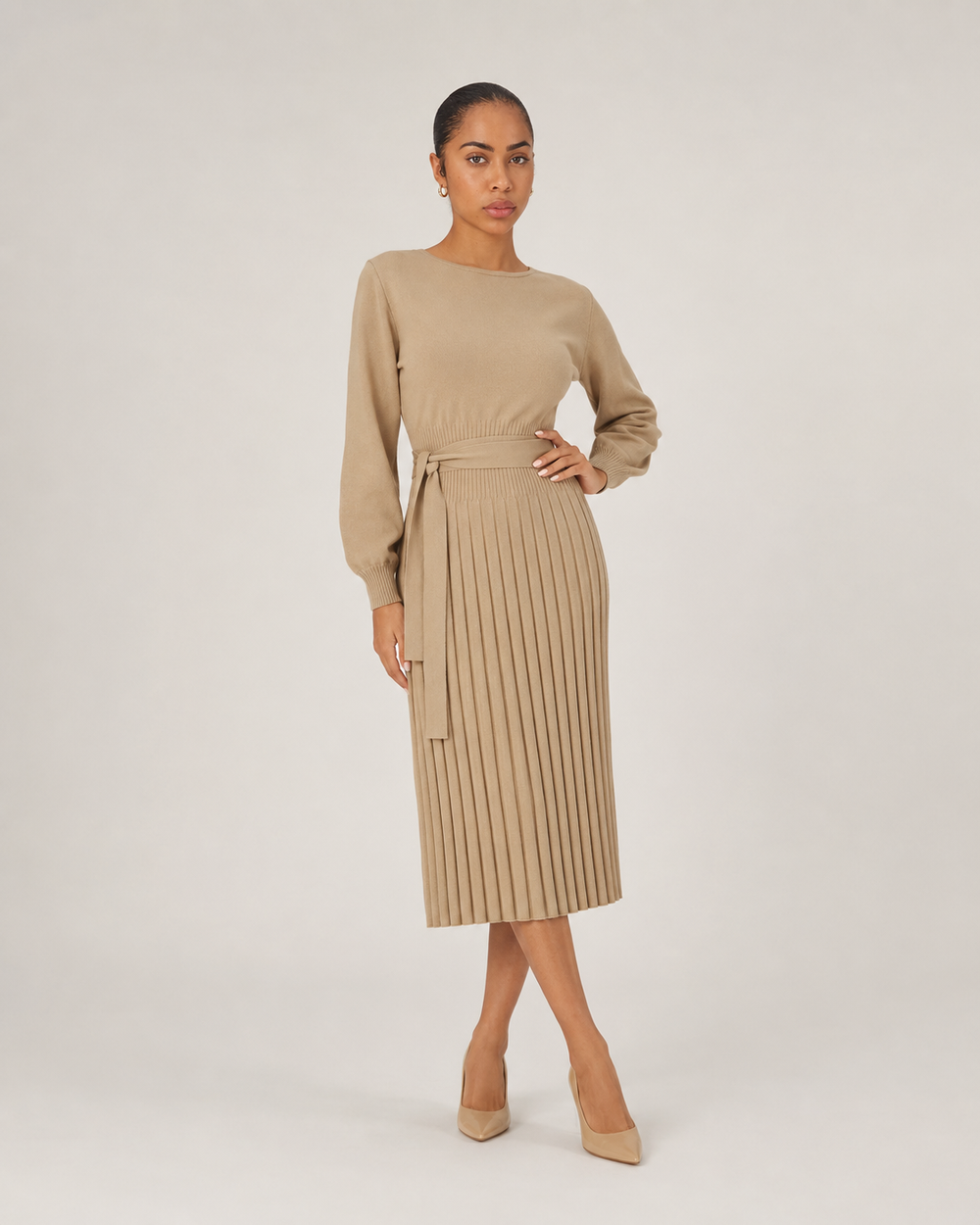 The Drape Pleated Midi Dress