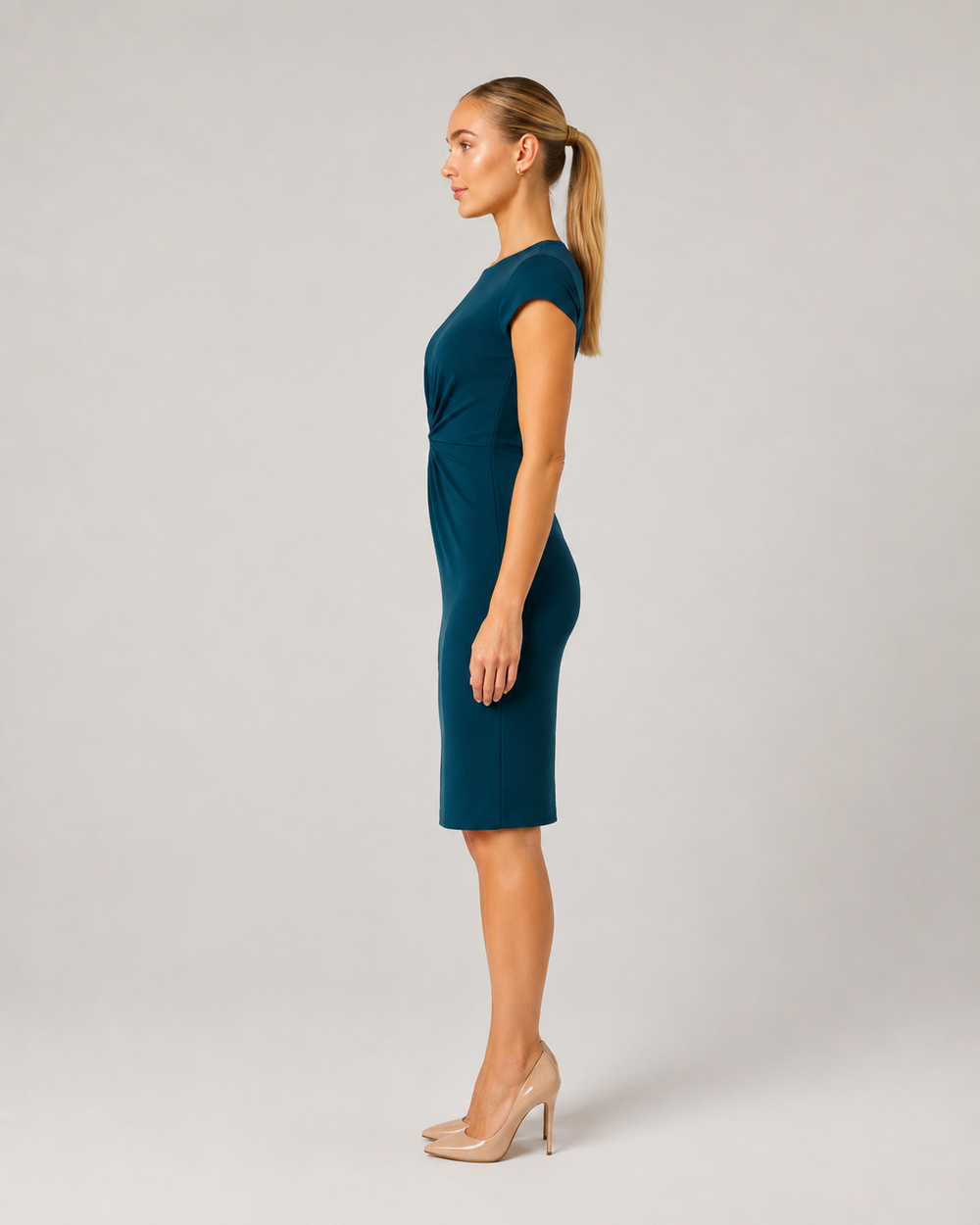 The Drape Cap-Sleeve Midi Dress