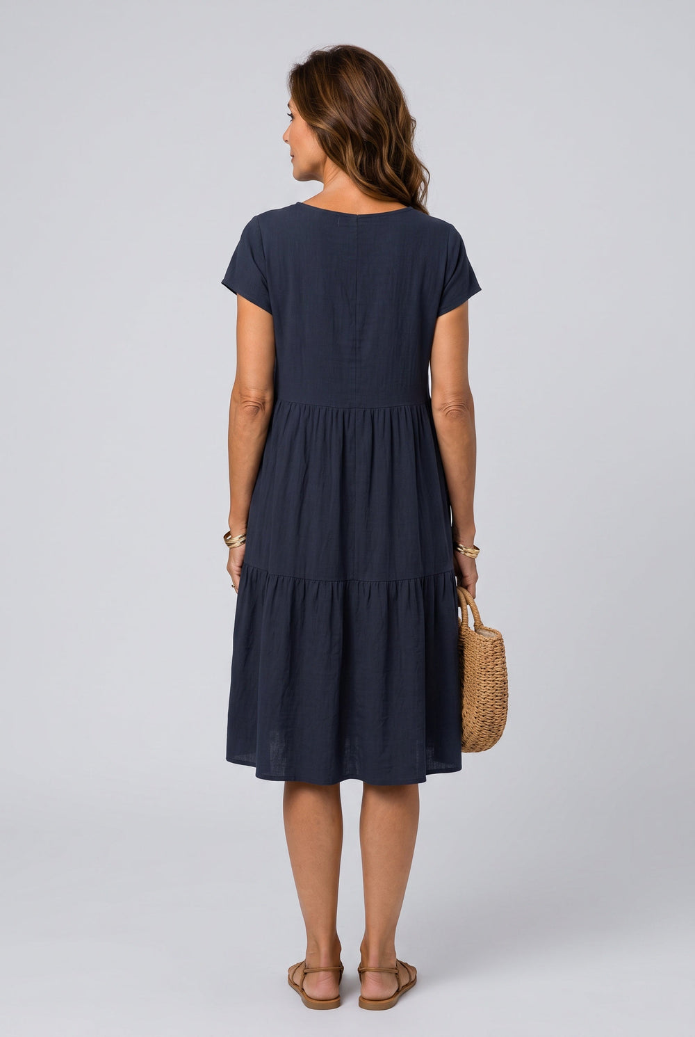 Colette | Short Sleeve Side Pocket Midi Dress