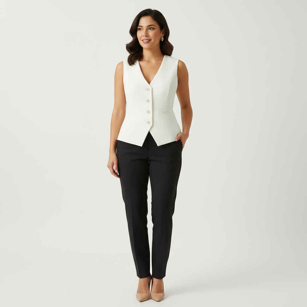 Bianca | Tailored Button-Front Sleeveless Blazer Vest