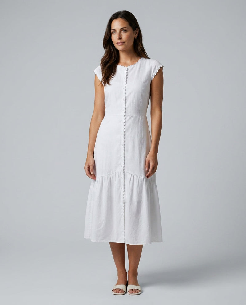 Amara | Round Neck Solid Midi Dress