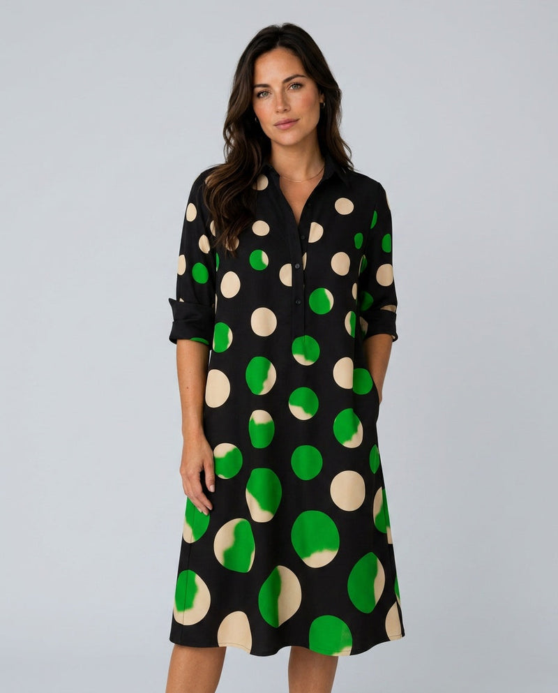 Ines | Polka Dot Print Midi Dress