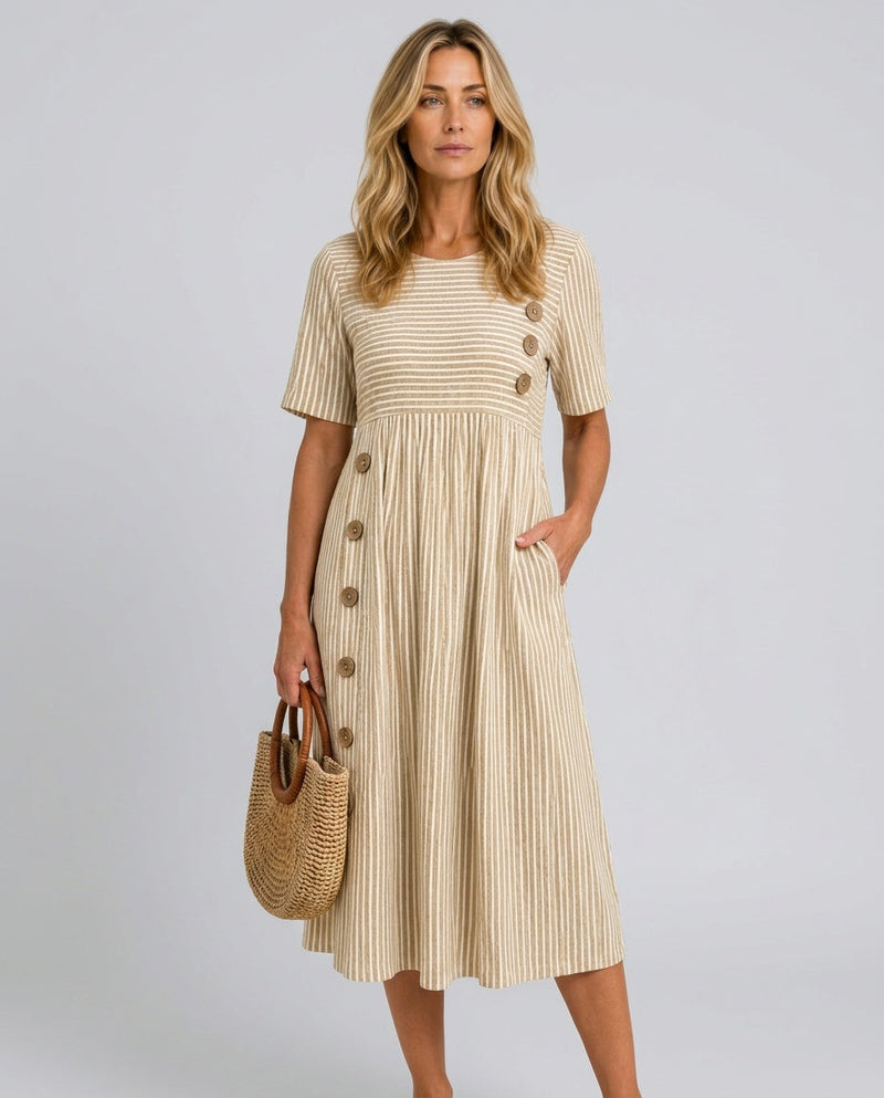 Pia | Classic Striped Midi Dress