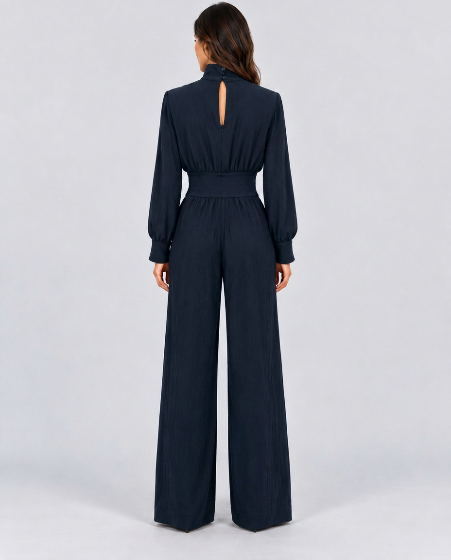 Melva | Turtleneck Wide-Leg Knit Jumpsuit