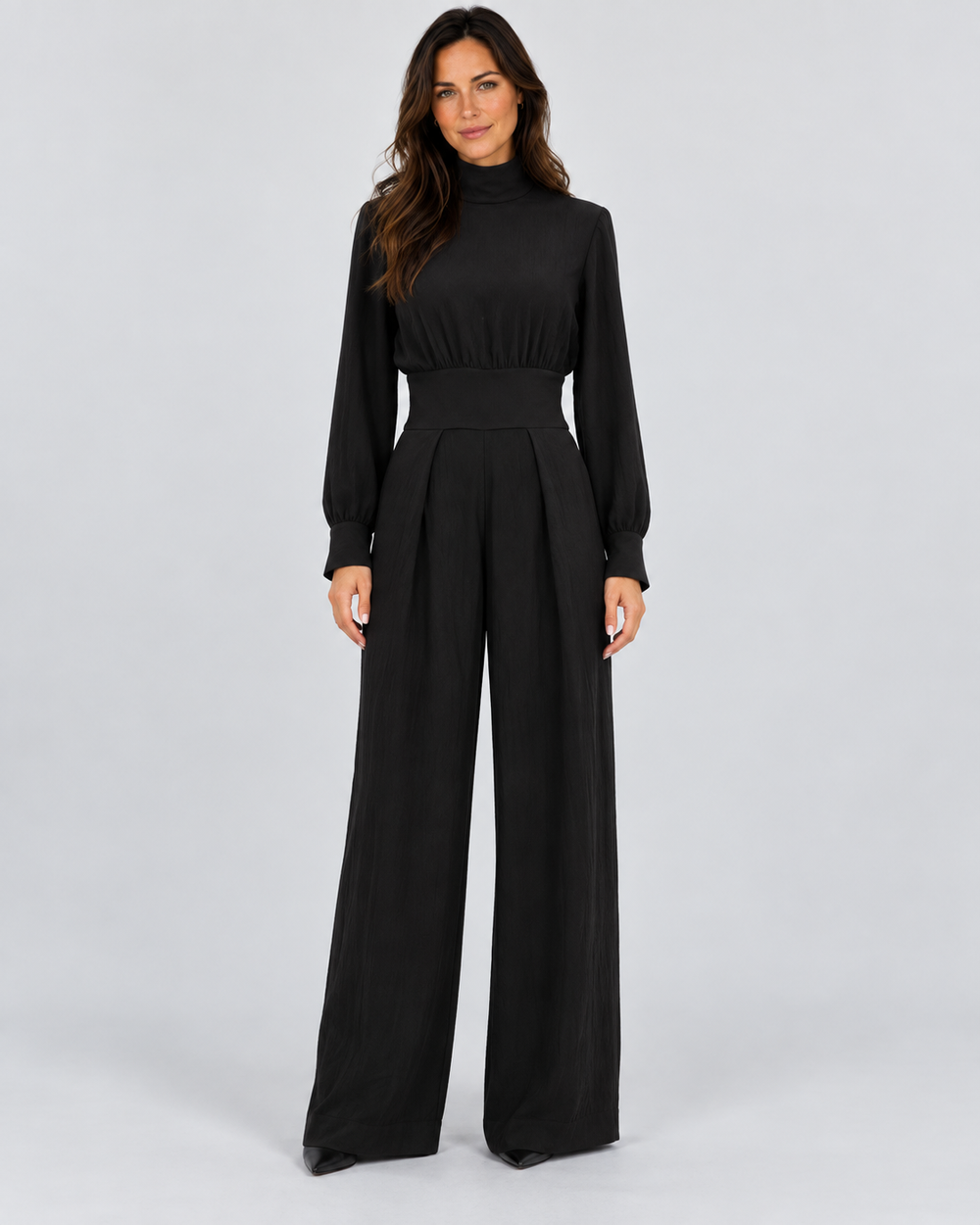 Melva | Turtleneck Wide-Leg Knit Jumpsuit