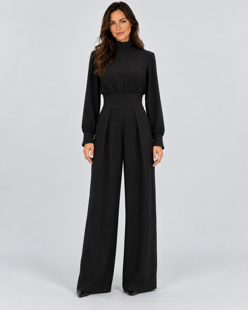 Melva | Turtleneck Wide-Leg Knit Jumpsuit