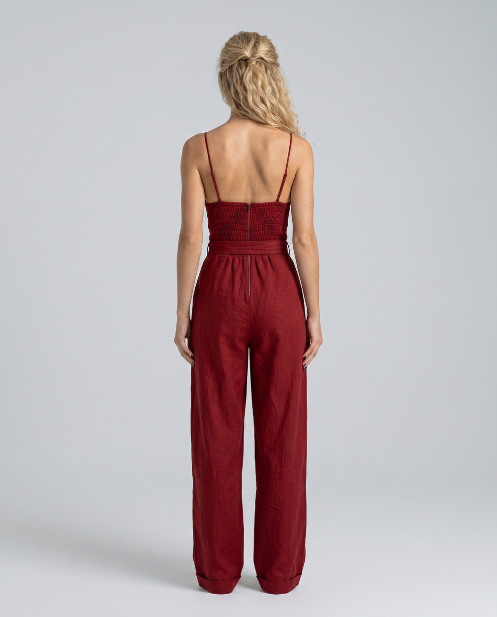Lynne | Linen-Blend Pleated Jumpsuit