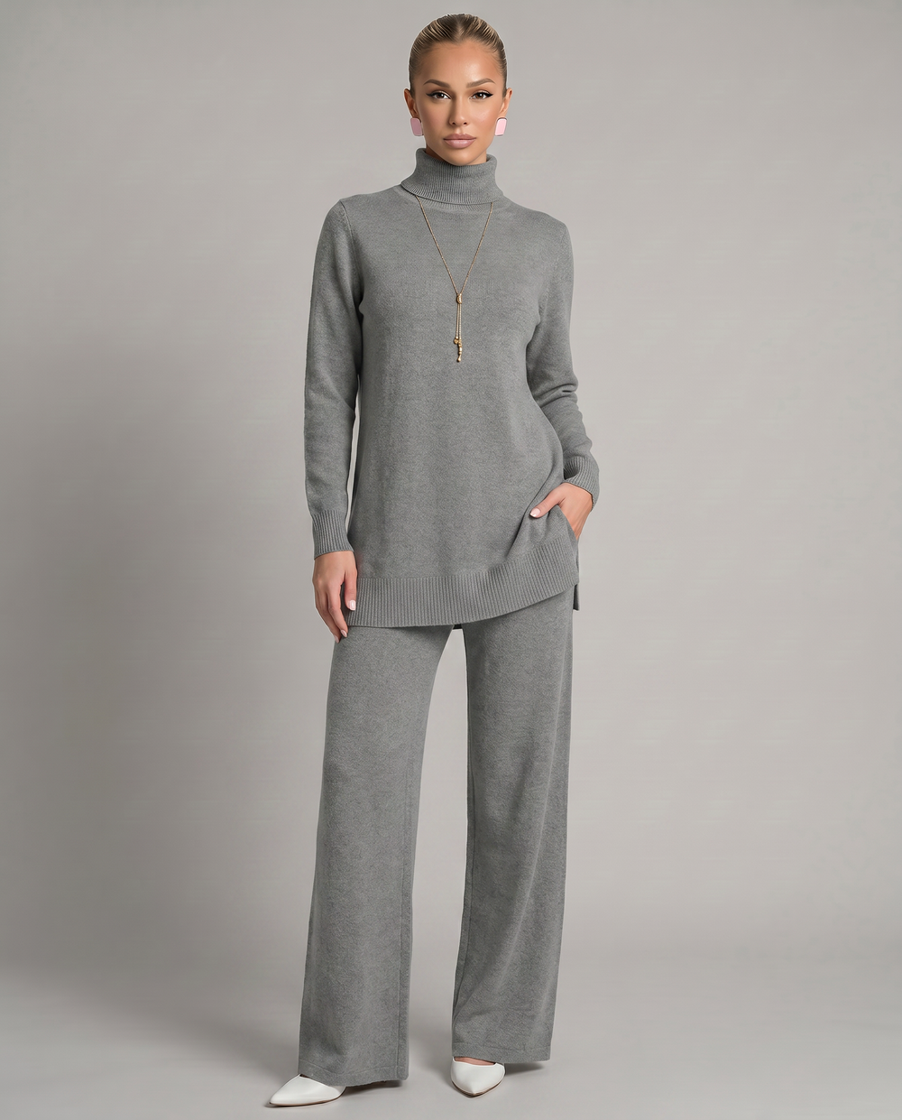 Harper | Knit Set with Wide-Leg Trousers