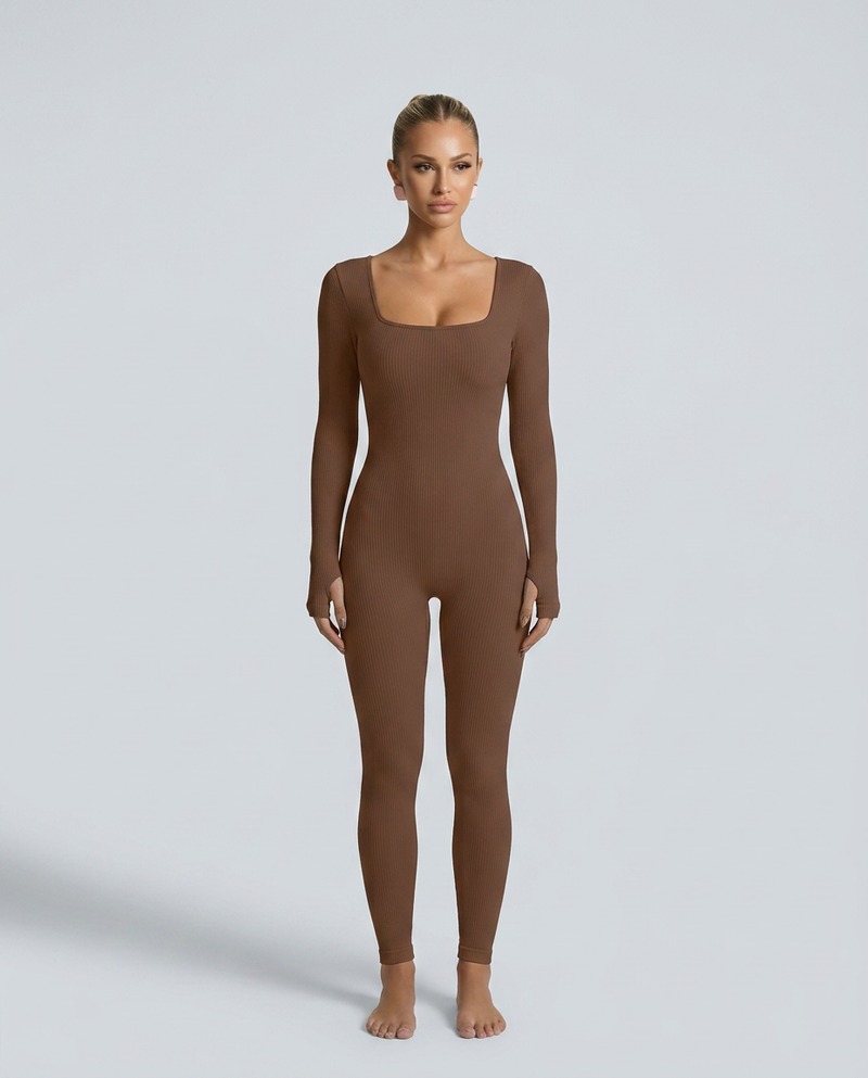 Gina | Ribbed Fitted Jumpsuit with Long Sleeves