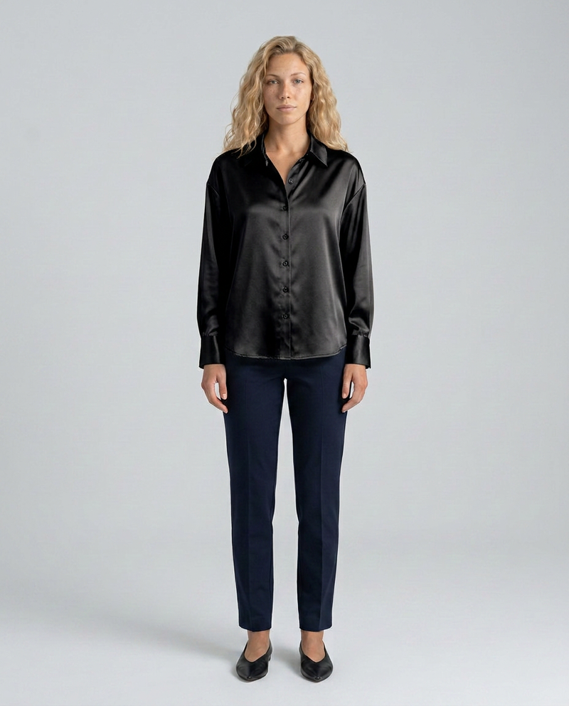 Vivelle | Satin-Look Long Sleeve Blouse