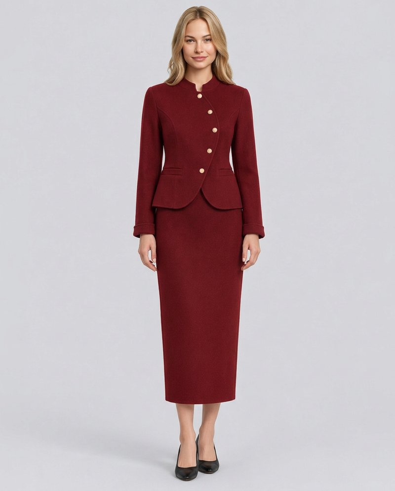 Harlow | Retro Single-Breasted Tweed Two-Piece Set