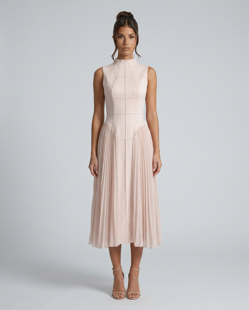 Aubree | Midi Dress with Pleated Skirt