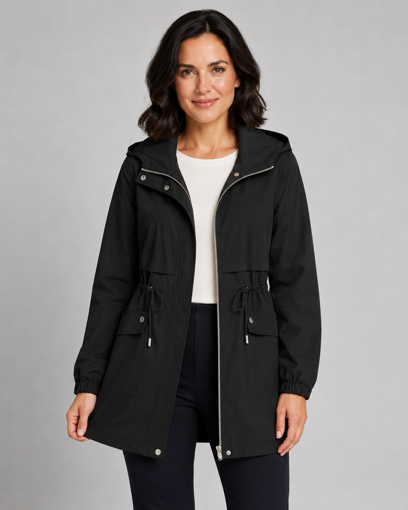 Beatriz | Hooded Drawstring Waist Trench Coat