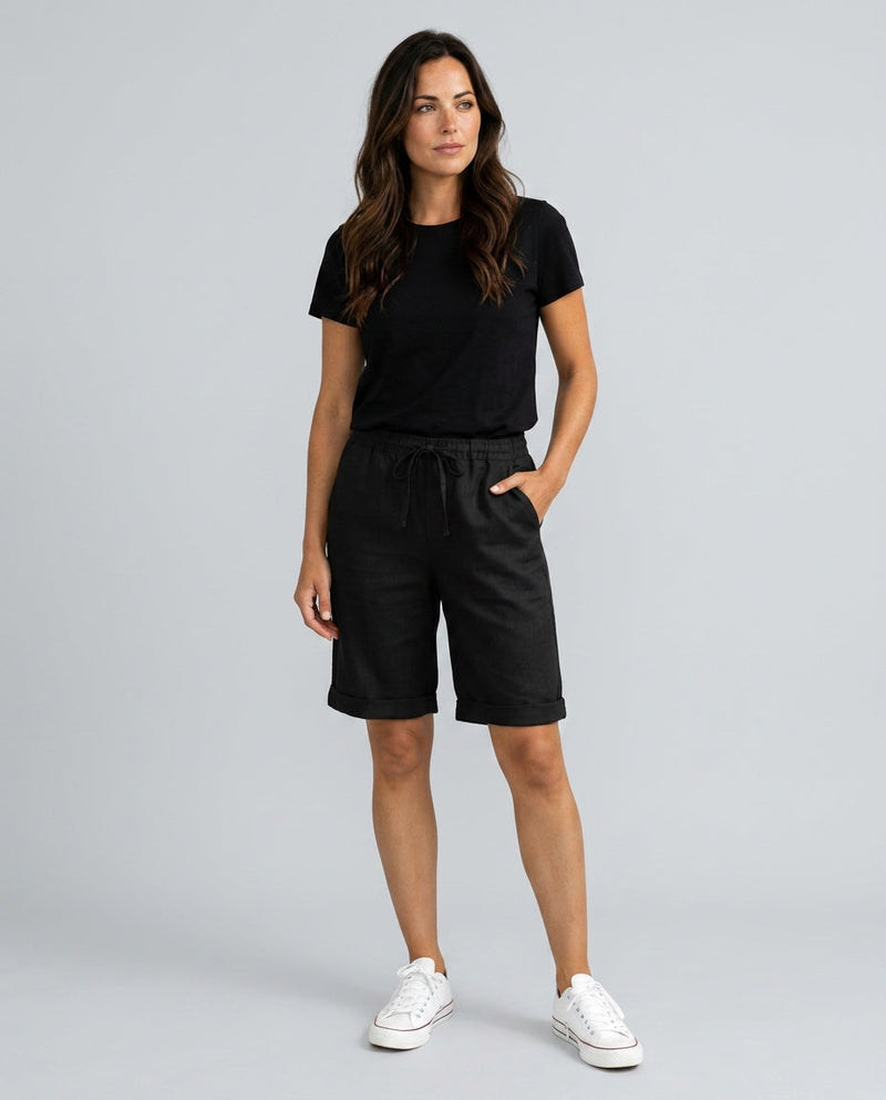 Alejandra | Relaxed Fit Linen-Blend Capri Trousers