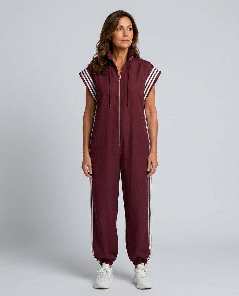 Lark | Zip Front Stripe Panel Jumpsuit