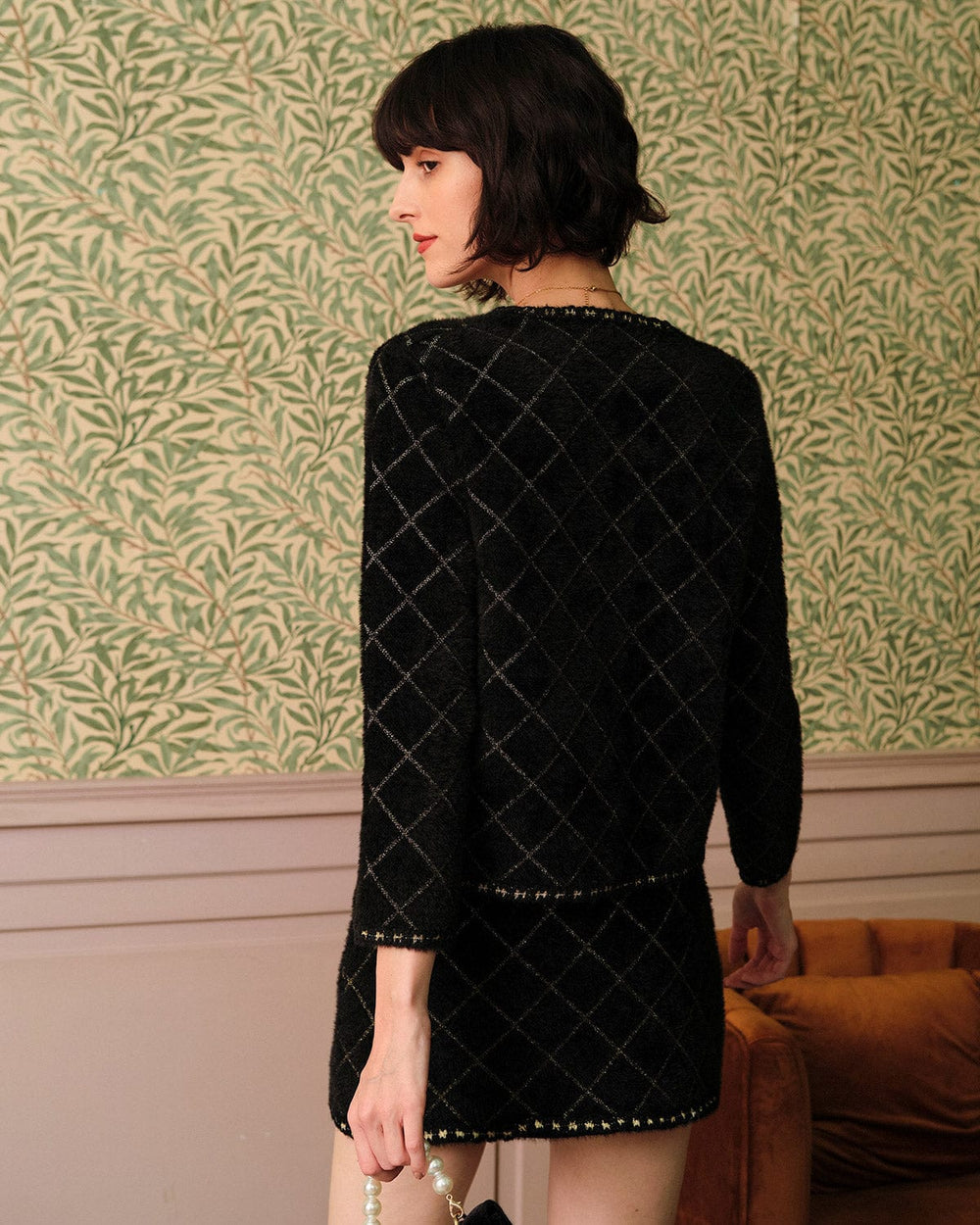 Freya | Argyle Knit Cardigan & Mini Skirt Set