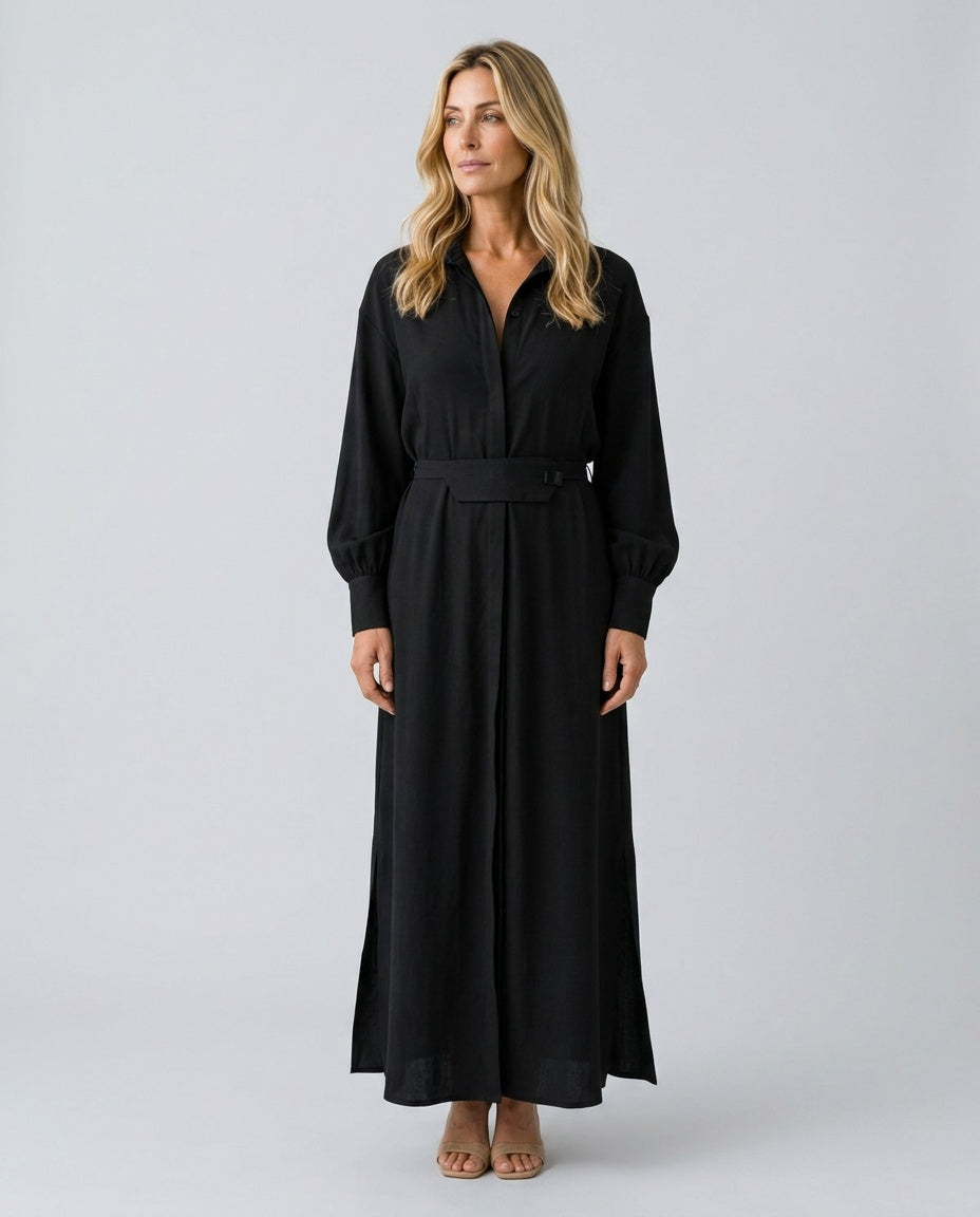 The Drape Belted Shirt Dress