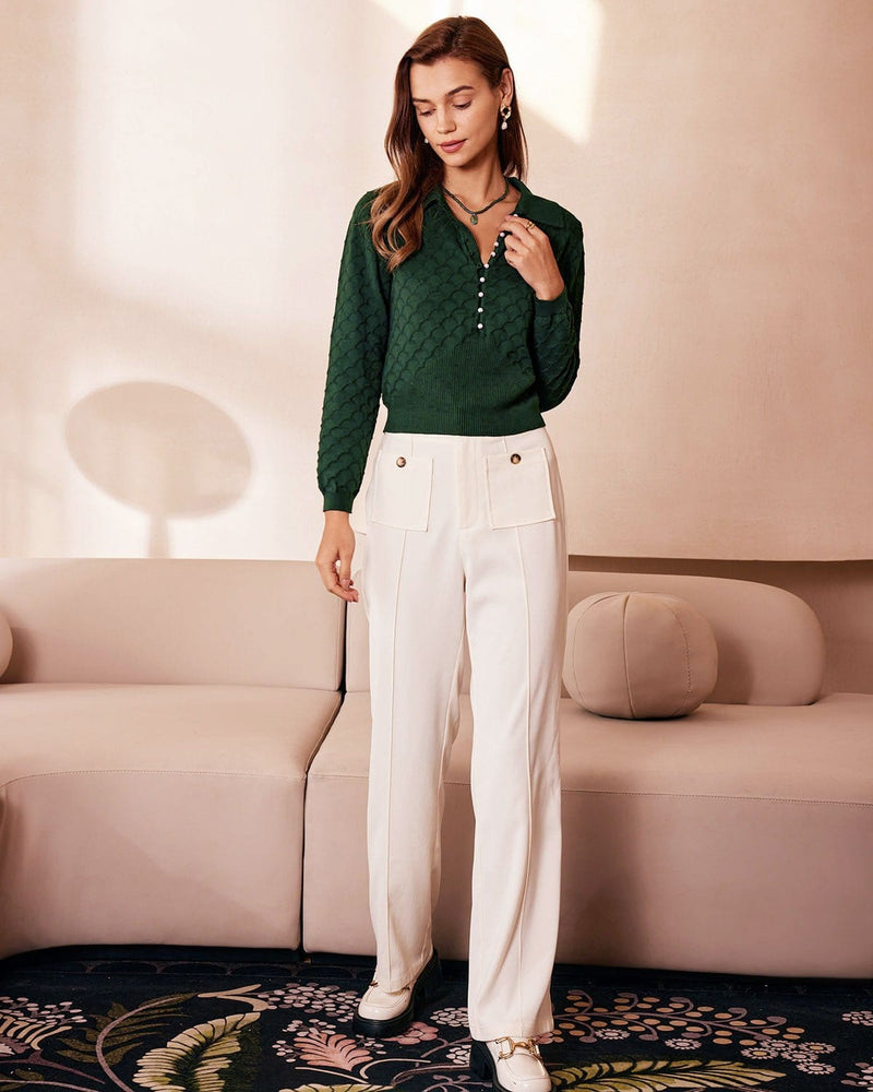 Noor | Lapel Ribbed Textured Knit Top