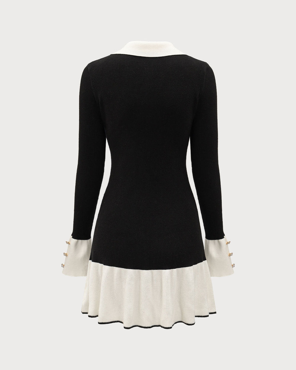 Ivy | Contrast Bell Sleeve Knit Midi Dress